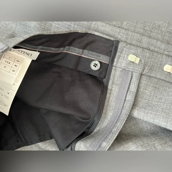 34X30” Valentino Grigio Chiaro Straight Leg Wool